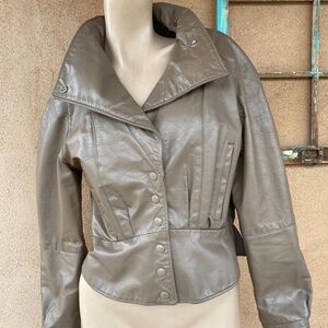 VTG 1980s Tan Leather Jacket Hip Hop Style Sz S